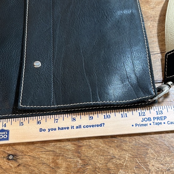 Rafe Black Leather mail type bag with canvas buckle strap - Picture 11 of 15